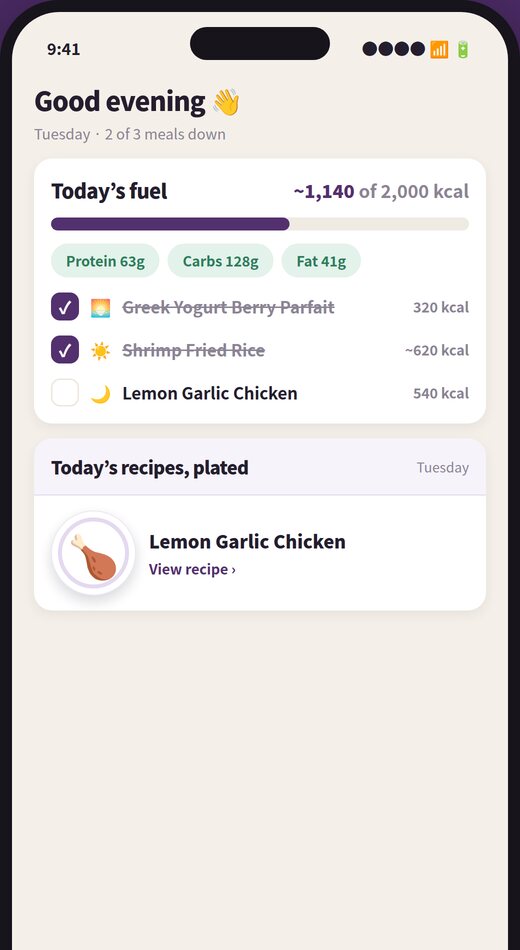 Today's fuel card tracking calories and macros