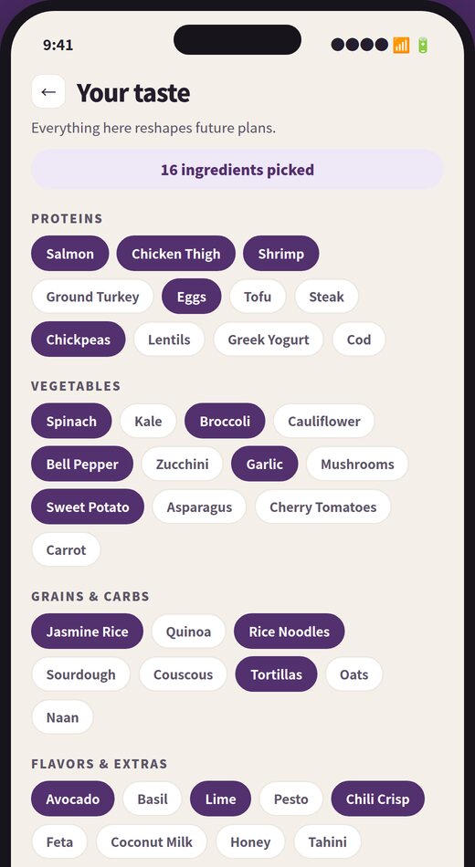 Your taste ingredient picker